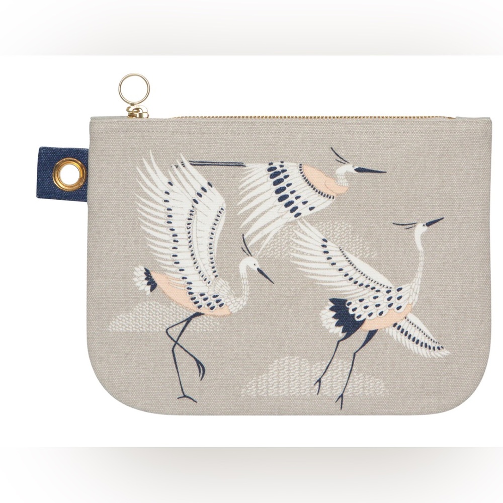 “Flight of Fancy” cotton canvas zipper pouch-NWT